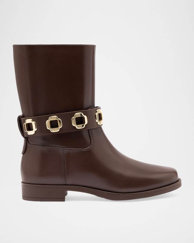 Milan Leather Ankle-Strap Booties